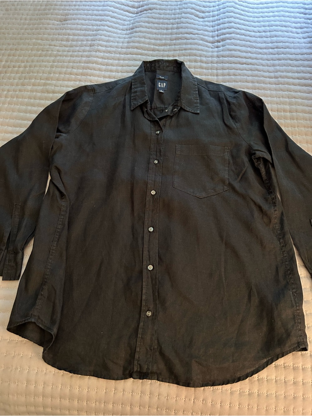 Women's GAP Black Long Sleeved Linen Shirt Size Large - Picture 3 of 7